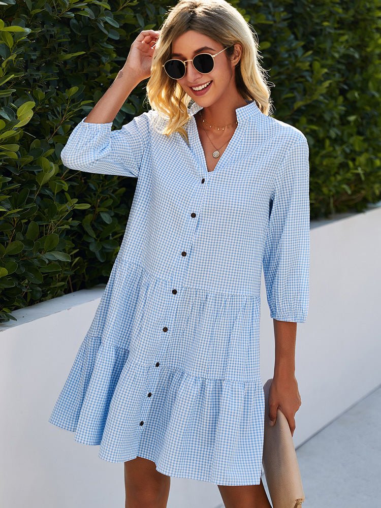 Geruite Zomerjurk – Luchtige & Comfortabele Damesjurk met Klassiek Design